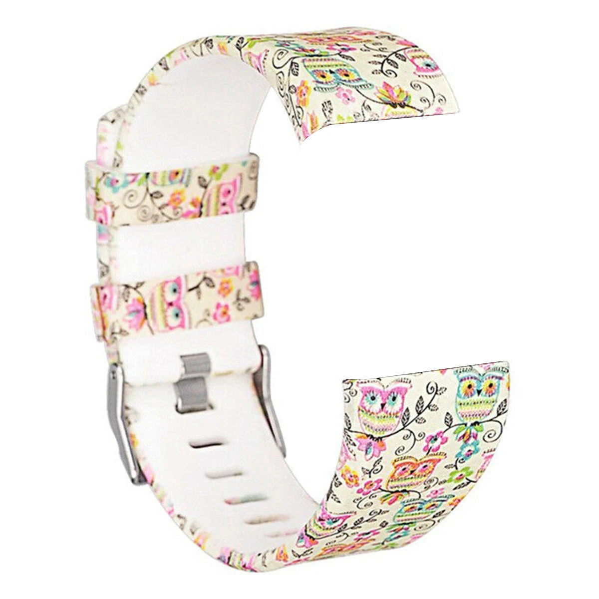 Floral Silicone Strap for Fitbit Charge 2 Band Fitness Smart Bracelet Watches Replacement Sport Strap Bands Size L