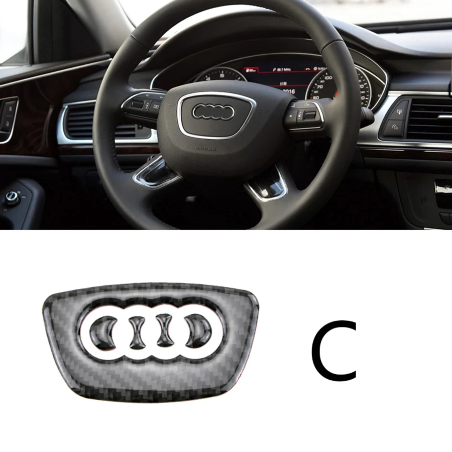 Для Audi A4 B6 B7 B8 A3 Автомобильный логотип наклейка на руль отделка из углеродного