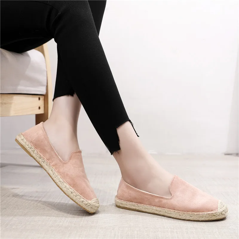 

Women's Espadrille Flock Shoes Comfortable Slippers Ladies Womens Casual Shoes Breathable Flax Hemp Canvas Slip-on Loafers