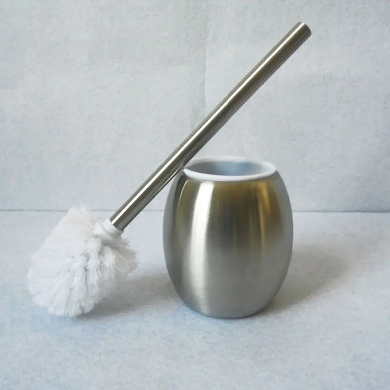 

Stainless Steel Toilet Brush Bylon Brush Bathroom Cleaning Brush With Brush Holder Standing Cleaning Set