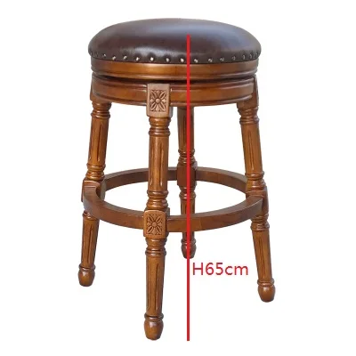 Европейский и американский стиль твердой древесины высокого барный стул кожаный табурет