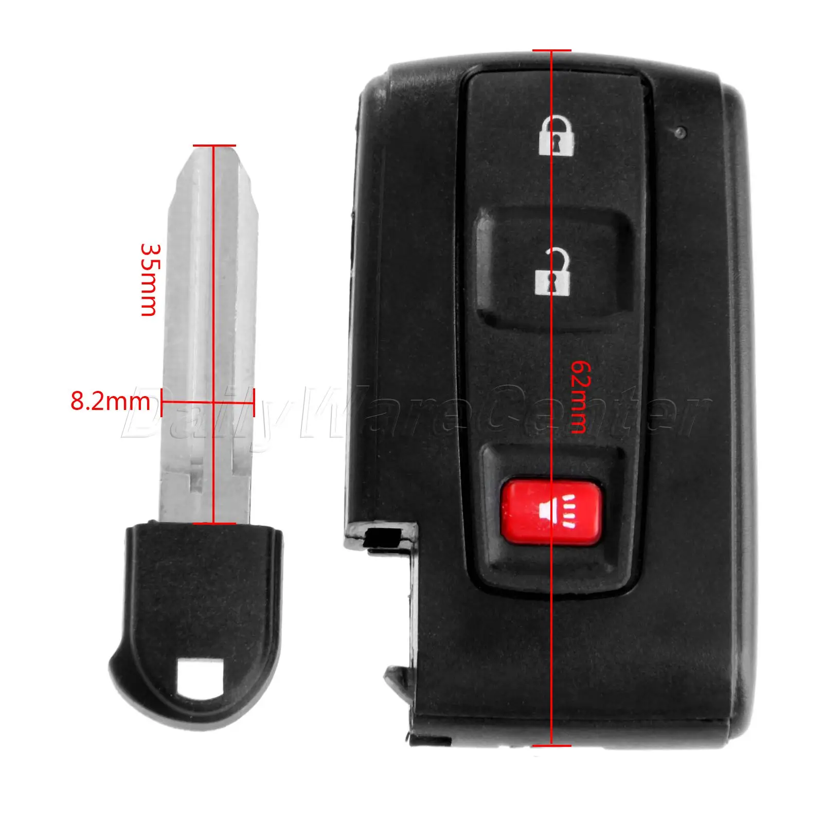 

For Toyota Prius Fob 2+1 Buttons Replacement Keyless Entry Smart Remote Key Fob Shell Case W/ Blade For Toyota Prius 2004-2009