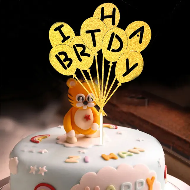 Happy Birthday Cake Topper Novel Balloons Design Letters Design