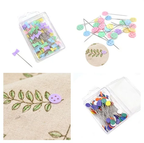 Hot Sale 100 Pcs/Pack Sewing Pin Bow Tie Button Plum Shape Flower Pin Sewing Accessories Patchwork Pins