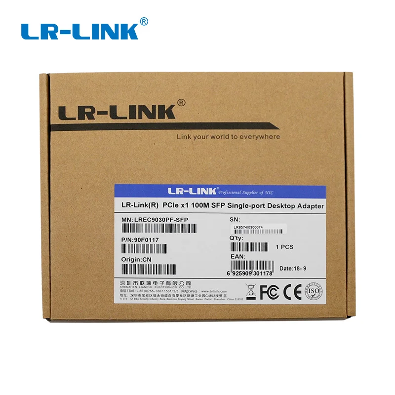 LR LINK 9030PF SFP PCI Express 100Mb Ethernet Network Controller Card Lan Adapter Desktop PC Intel 5