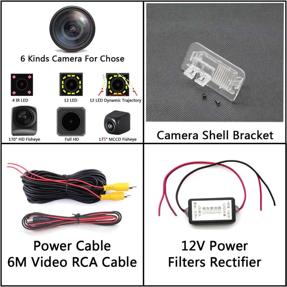 175 градусов рыбий глаз MCCD 12LED HD Автомобильная камера заднего вида для Mercedes Benz MB B класс W246 B180 B200 B220 B250 R350 R500 ML350 W203 - Название цвета: Camera with Filters