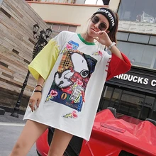 Европейская станция, летняя женская брендовая свободная тонкая футболка с принтом и коротким рукавом