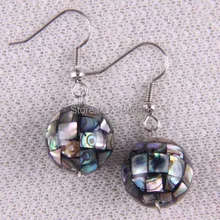 10 пар/лот Новая мода Новая Зеландия Швабра Abalone оболочки круглые шариковые бусины висячие серьги оптом