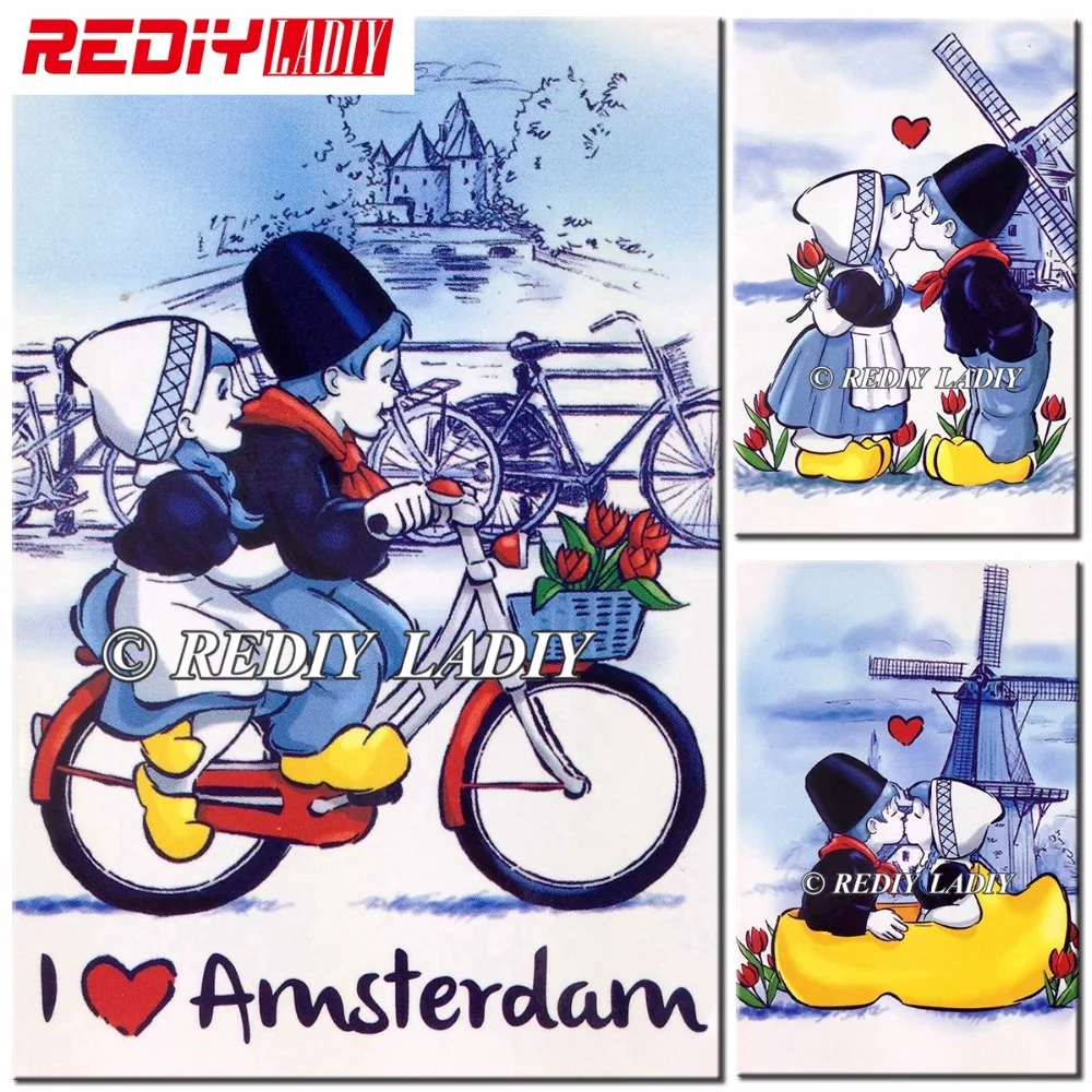 Алмазная вышивка REDIY LADIY старые голландские алмазные мозаики I Love Amsterdam квадратные