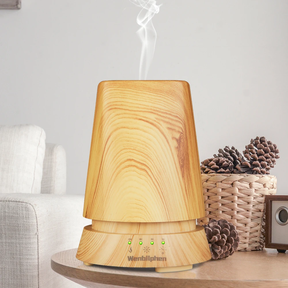 

350ml Aroma Essential Oil Diffuser Ultrasonic Air Humidifier with Wood Grain Touch button LED aroma Mist Maker for home