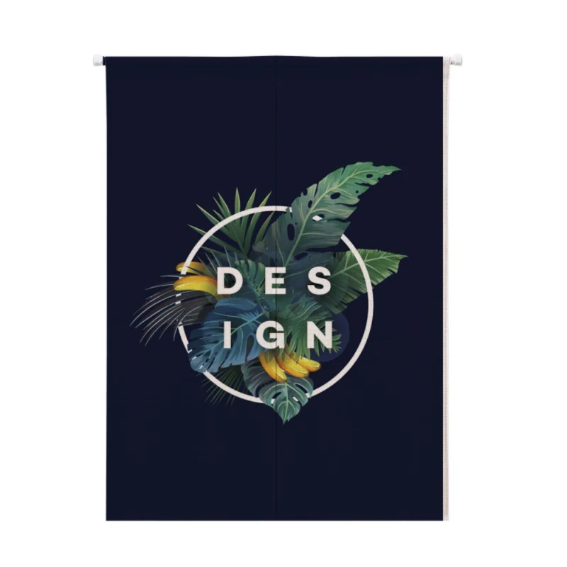 

Plant Green Leaves Printed Japanese Style Noren Doorway Curtain Hanging Tapestry For Home Decoration