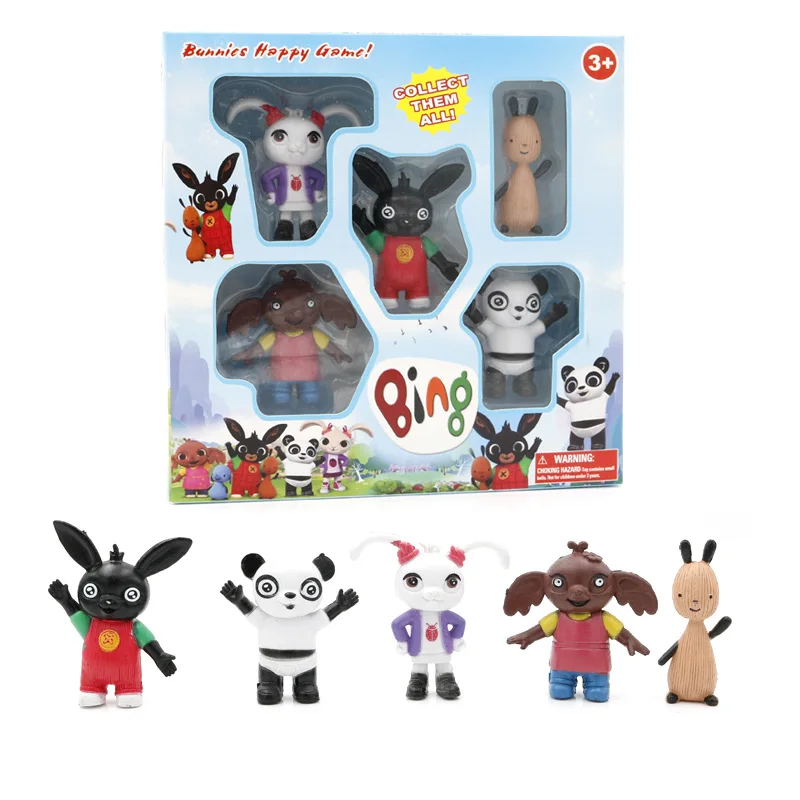 

5pcs/set Hot Forest Animal Friend Bing Bunny Rabbit Action Figure Toy Cute Elephant Panda Bear Model Doll Toys Kids Gift