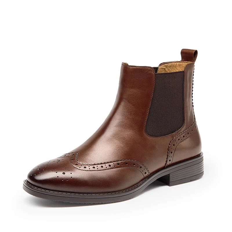 

British Women's Chelsea Boots Winter Warm Martin Boots For Women Square Toe Genuine Leather Woman Ankle Shoe Short Boot Boots