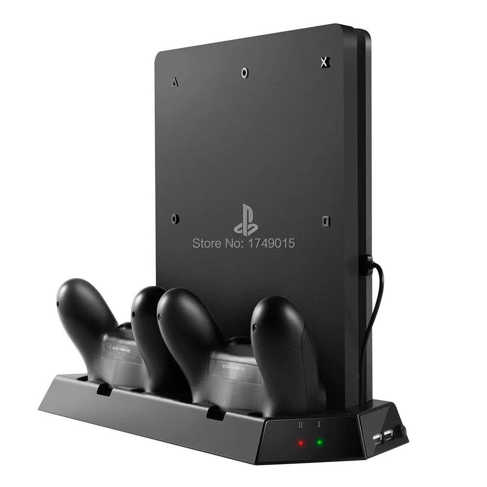 For Sony PlayStation 4 PS4 Slim Vertical Stand Cooling Fan with dualshock Controller Charging Station and USB HUB Charger Ports For Sony PlayStation 4 PS4 Slim Vertical Stand Cooling Fan with dualshock Controller Charging Station and USB HUB Charger Ports