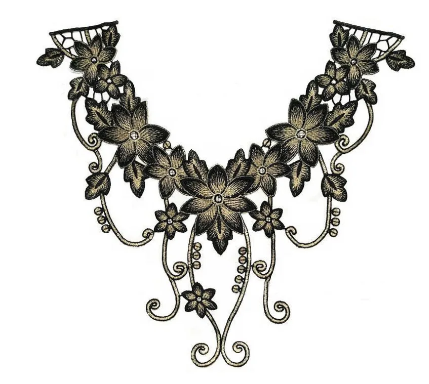 2pcs Folk Style Colorful Neckline Neck Collar Embroidery Lace Collar