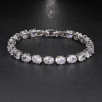 

Emmaya Luxury White Color Bracelets for Women Ladies Shining Oval Shaped AAA Cubic Zircon Party Wedding Jewelry