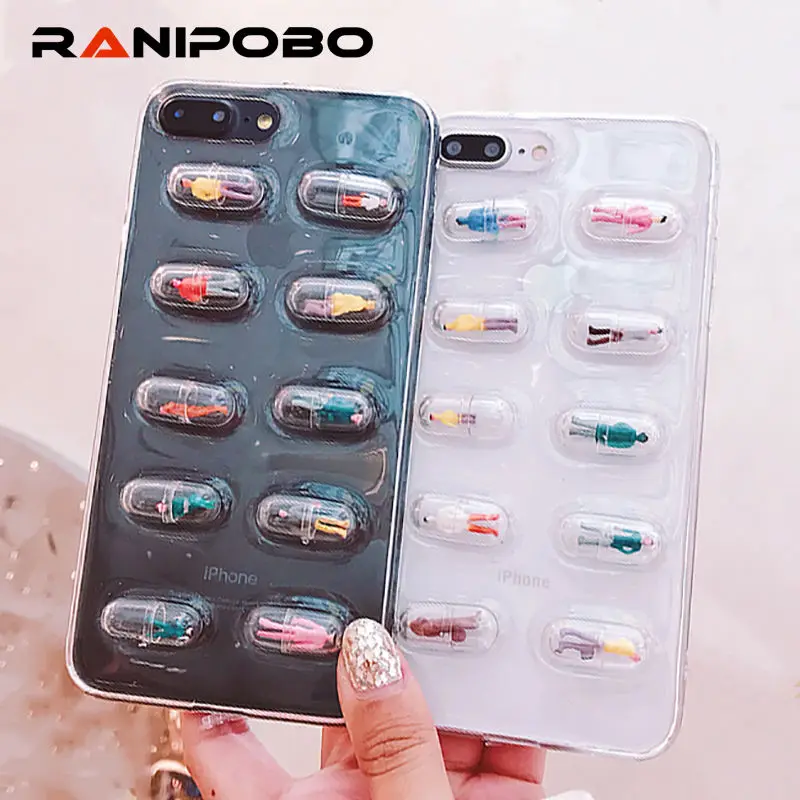 

Lovely 3D Cute capsule character Model Phone Case For iphone X 6 6S Plus 7 7Plus 8 8Plus Soft TPU Transparent Phone Back Cover