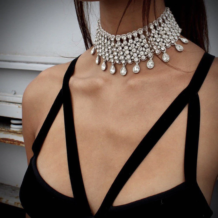 Buy Rhinestone Chokers Necklace for Women Gold Color