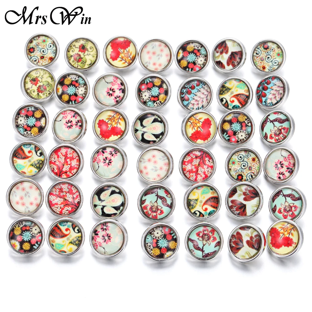 120pcs/lot Wholesale Flowers 12mm Snap Jewelry for women kids fit