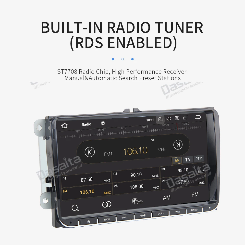 Dasaita Android 9,0 2 din автомобильный радиоприемник для Volkswagen Golf, Volkswagen Polo Passat Tiguan EOS gps с " ips сенсорным экраном 1024*600