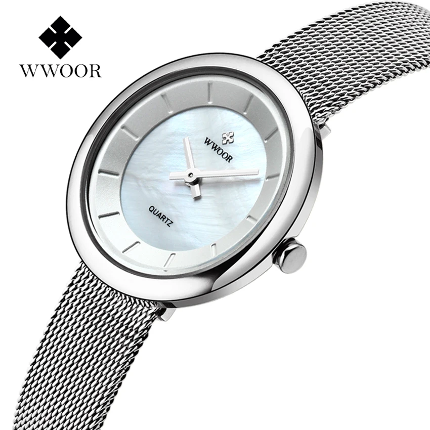 WWOOR Luxury Waterproof Crystal Steel Women Bracelet Watches Lady Fashion Dress Quartz Watch Clock relogio feminino