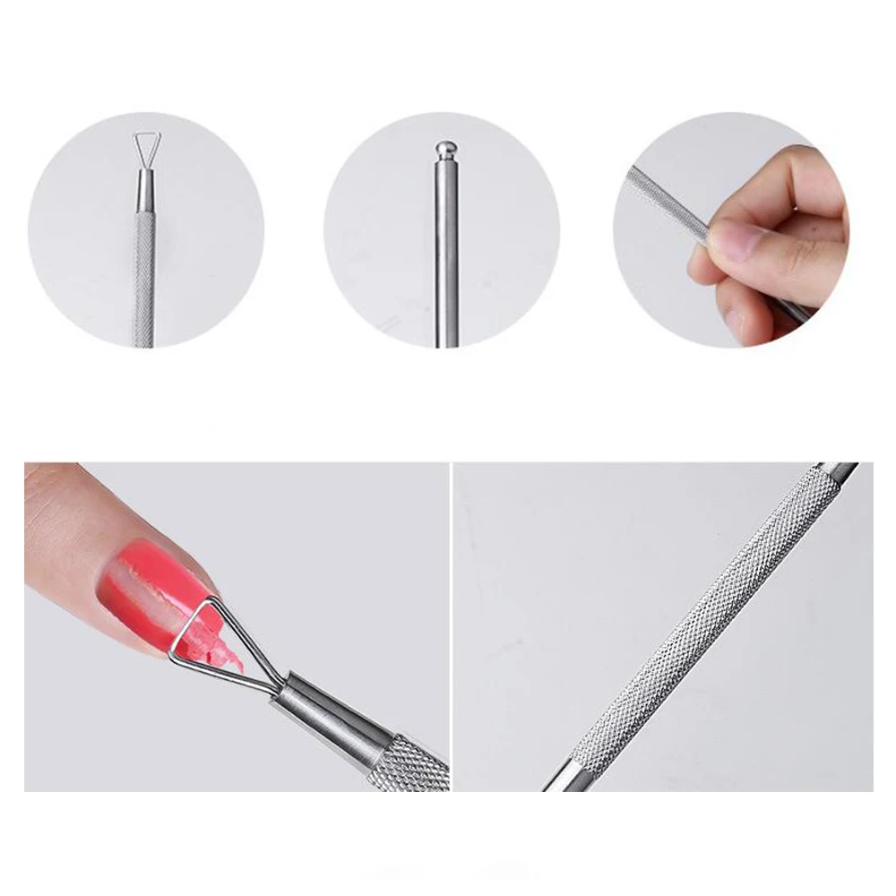 Triangle Head Nail Gel Polish Remover Tool Stainless Steel Stick Rod