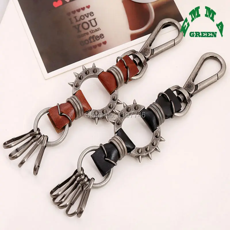 Newest Various More Clasps Keychian Genuine Leather Spike Accessories