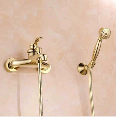

High Quality Gold finished shower head, titanium gold bath & shower faucet set bathroom shower faucet, water saving shower head
