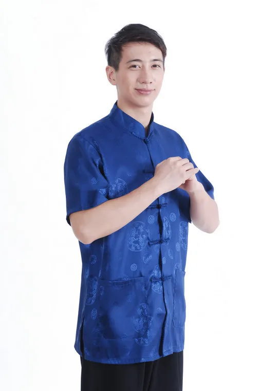 Шанхай история новая распродажа атласная китайская рубашка Китайская традиционная одежда для китайского кунг-фу Рубашка мужская китайская рубашка M2066