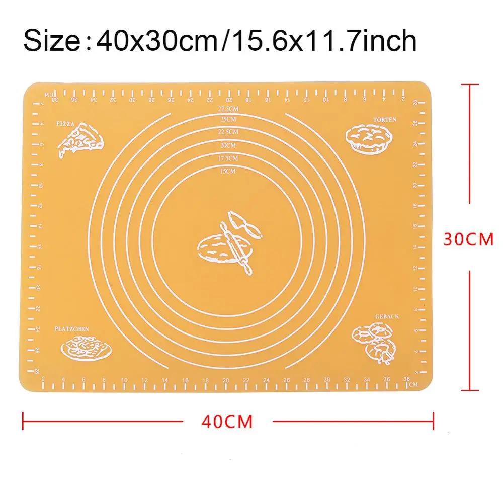 Силиконовый коврик для выпечки со шкалой прокатки теста коврик для замеса теста антипригарный кондитерский лист Инструменты для выпечки - Цвет: 40x30cm