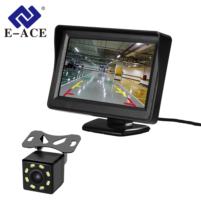 

E-ACE 4.3 Inch Car Monitor TFT LCD Display Reverse Camera Parking System For Rear View Camera HD Digital Color