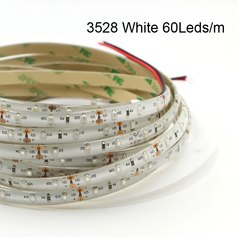 УФ, светодиодный, фиолетовый свет прокладки Водонепроницаемый DC12V ультрафиолетовая лампа лента SMD3528 0,5 м-5 м полоса+ коннектор+ Питание полный комплект 60/120 светодиодный - Испускаемый цвет: white PCB 60leds1m