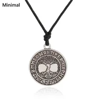 Minimal Tree of Life Vikings Runes Amulet Pendant Necklace Yggdrasil Necklace Nordic Talisman Wicca Jewelry for Man/Woman 