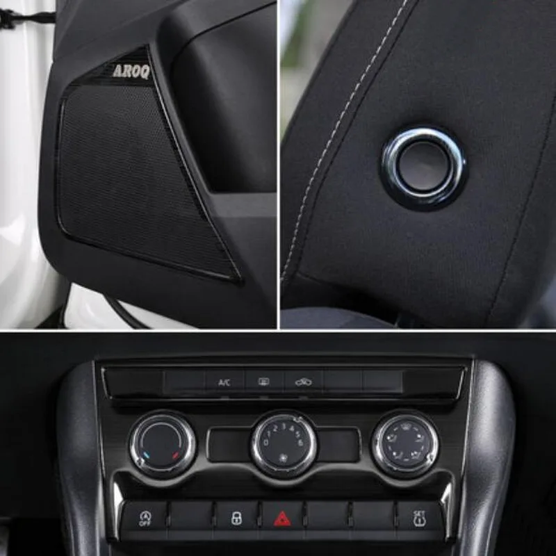 Tonlinker cubierta pegatinas para SKODA KAROQ 2017-18 estilo de coche 1-4 piezas de acero inoxidable piezas interiores negro estilo cubierta de la etiqueta engomada Tonlinker cubierta pegatinas para SKODA KAROQ 2017-18 estilo de coche 1-4 piezas de acero inoxidable piezas interiores negro estilo cubierta de la etiqueta engomada