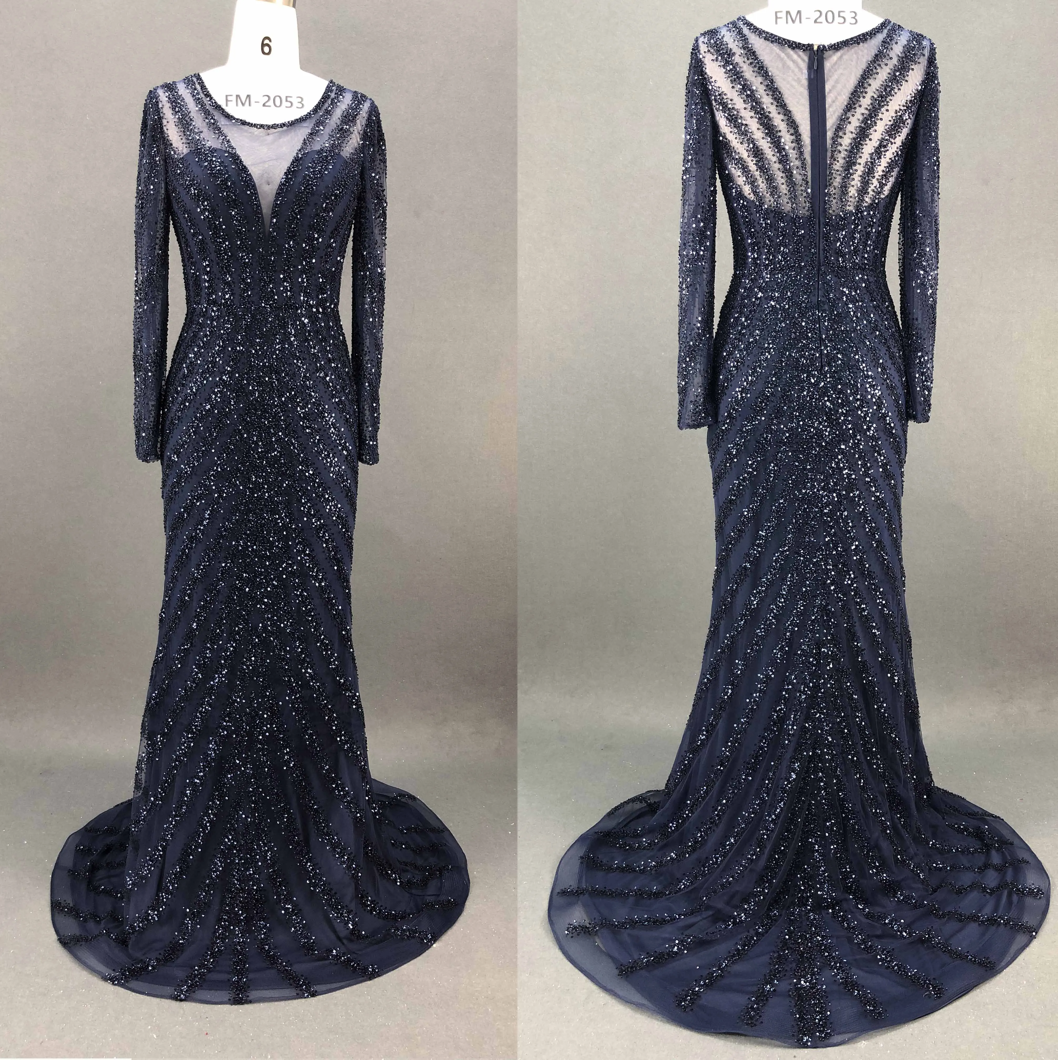 

2019 Navy color new arrive evening dress evening dresses long arabic evening dress muslim multiple colour long sleeve 4 color