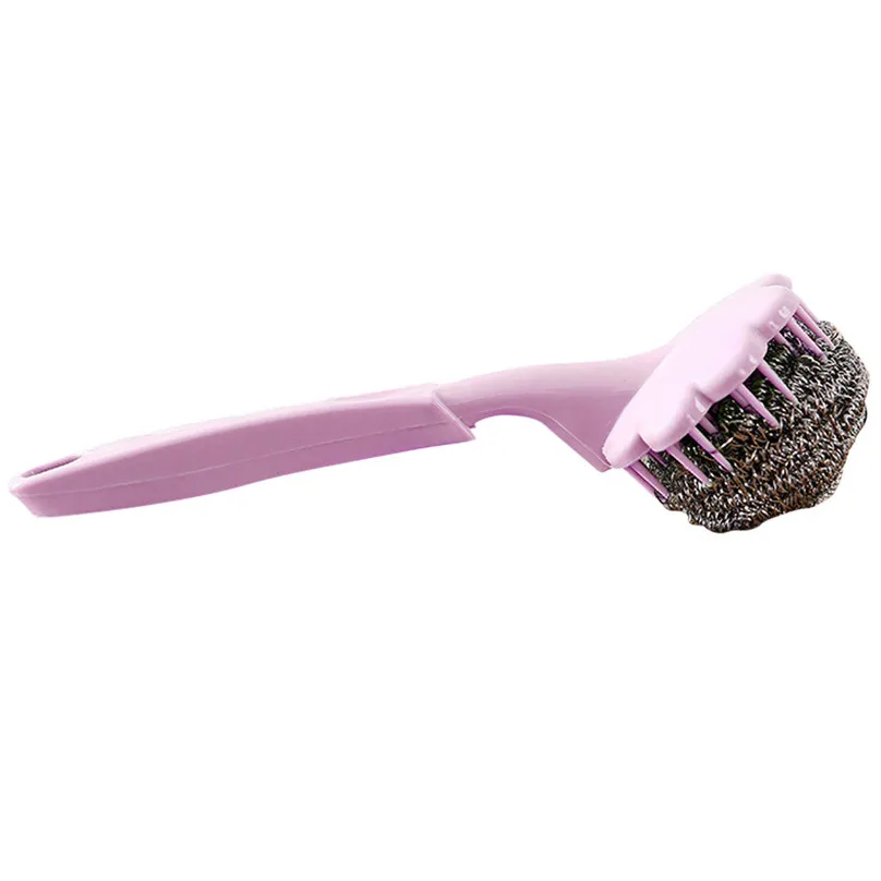 high quality Cleaning Brushes Stainless Steel Wire Ball Washing Pot Brush With Handle Cleaning Ball Brush  #3F14 (12)