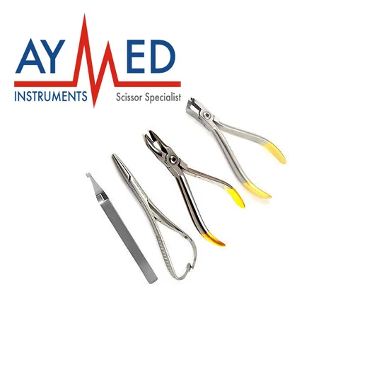 

4 Pieces Ortho Pliers Distal End Cutter Weingart Mathieu Tweezer Orthodontic Instruments