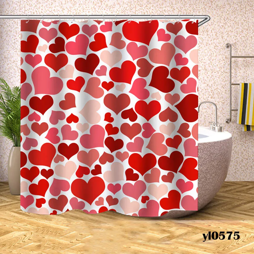 Love Heart занавеска для душа s водонепроницаемый принт для ванной шторка для ванной большой широкий купальный чехол для дома отель Rideau De Bain - Цвет: Pattern 1