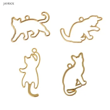 

4pcs Accessories For Jewelry Hand Made Naughty Cats Blank Frame Pendant Open Bezel Setting UV Resin Jewelry