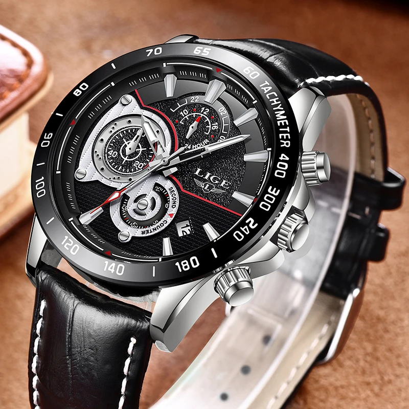 Mens Watches 2018 LIGE Top Brand Luxury Quartz Watch Men Casual Leather Military Waterproof Sport W