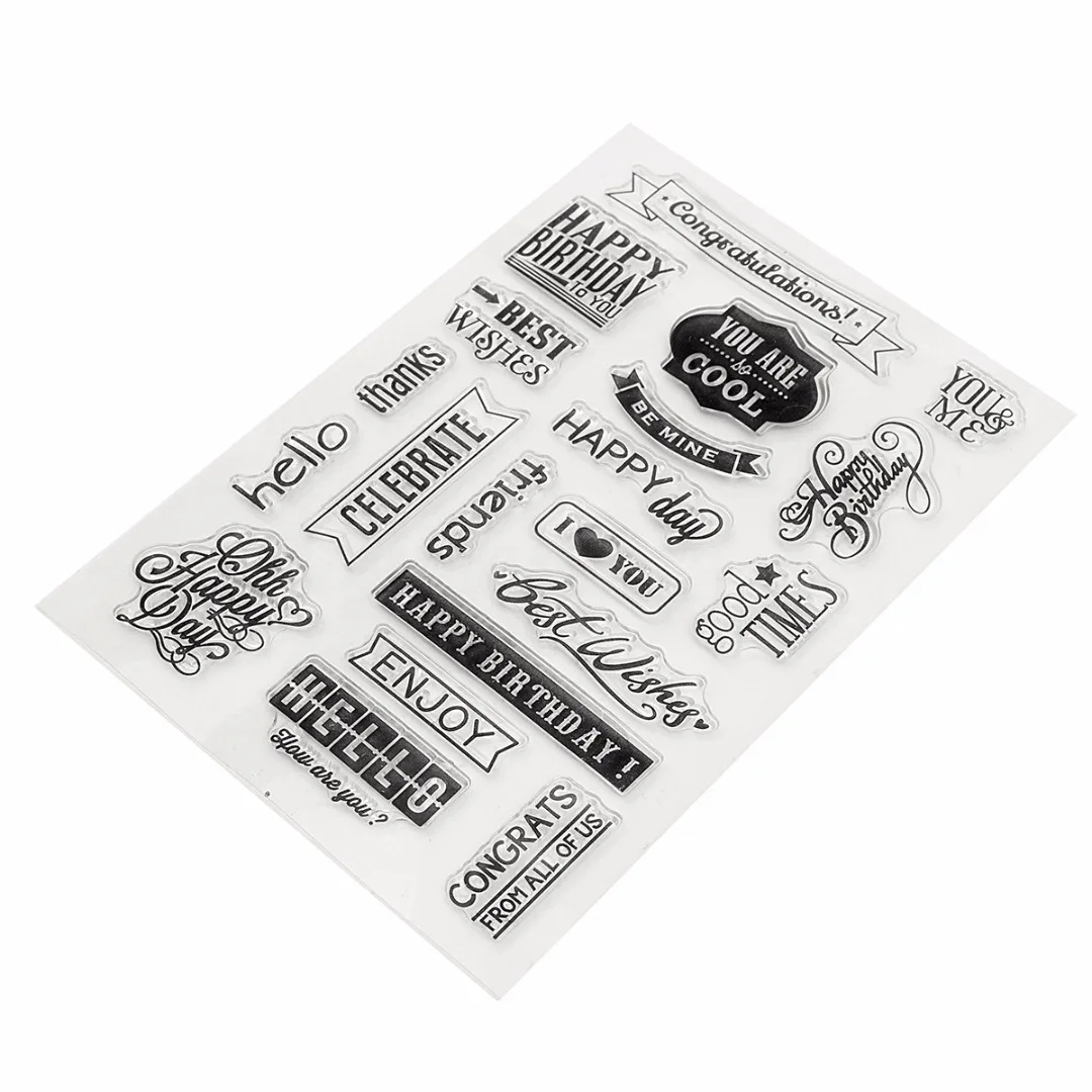 JX-LCLYL 16*11cm Happy Birthday Transparent Silicone Rubber Stamp Cling Seal Scrapbooking