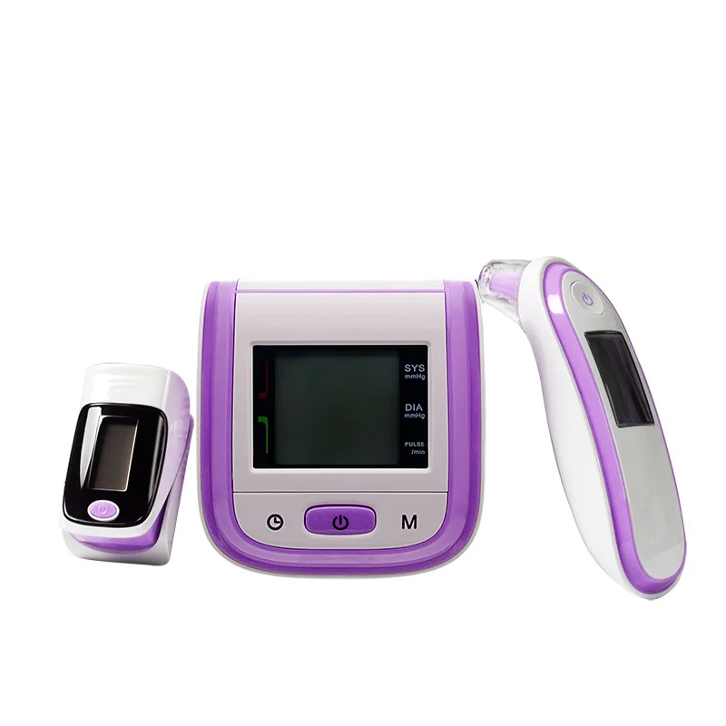 Yongrow цифровой медицинский Пульсоксиметр SpO2 наручный Монитор артериального давления ушной инфракрасный термометр кислородный PR сфигмоманометр - Цвет: Фиолетовый