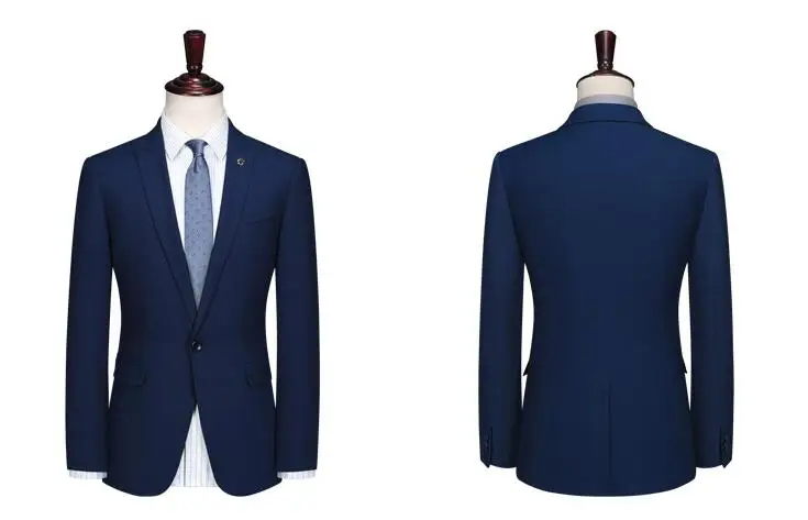 2020 High quality Blue Wedding Suits For Men Custom made One button Slim Fit Suits Groom Business Suits Costume Homme Mariage