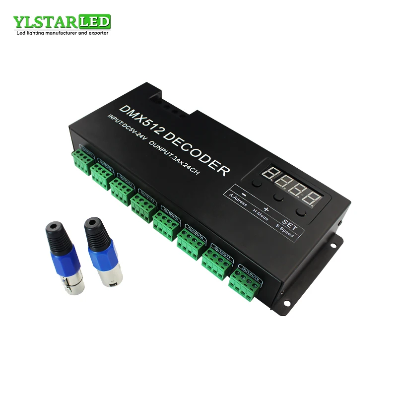 

YLSTAR 24 Channel DMX Decoder for 8 group RGB LED Strip Controller 72A DC5V-24V Dmx512 PWM Dimmer Driver With Digital Display