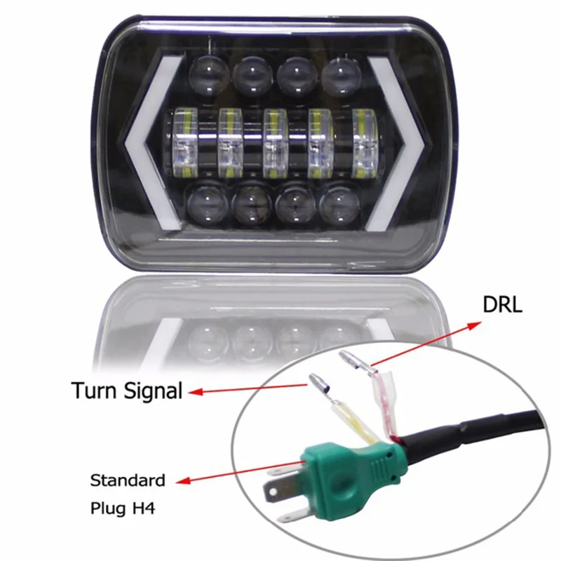 2 PCS 5x7 Inch Led Square HeadLight Rectangular HeadLamp With DRL For