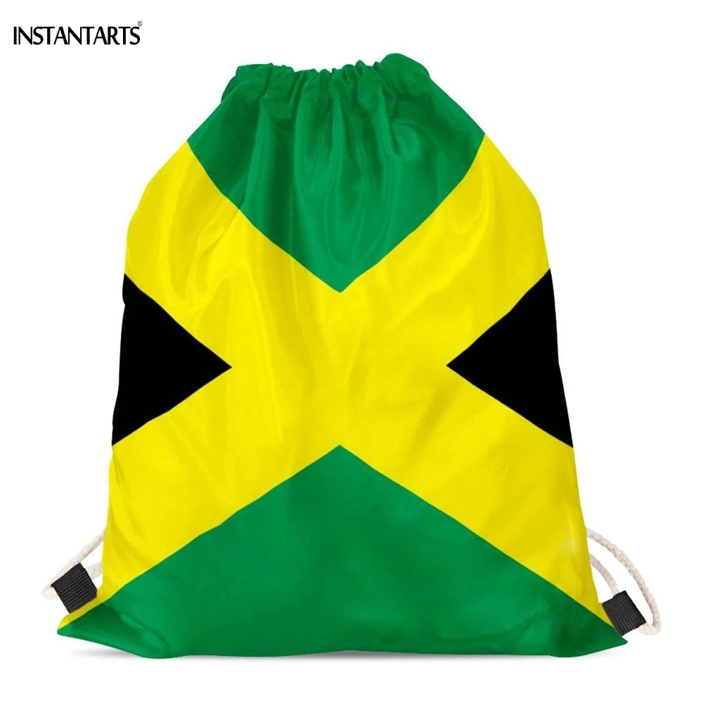 INSTANTARTS, новинка, горячая Распродажа, ямайские флаги, принт, для женщин и мужчин, фитнес-сумки, маленькая спортивная сумка с кулиской для спортзала, многофункциональная сумка