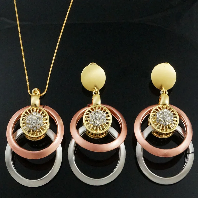 Buy wholesale price rose gold jewelry sets rhinestone