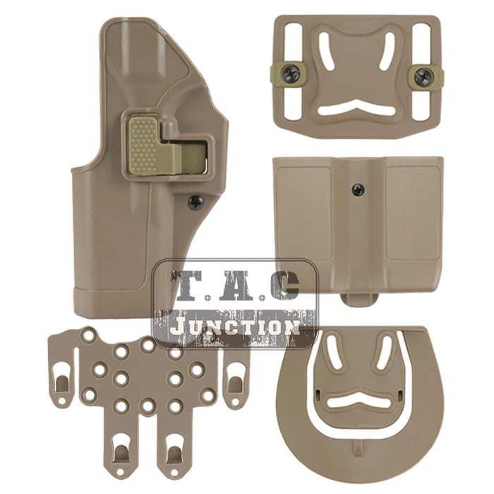 

Tactical CQC Serpa Quick Left Paddle Belt Loop Pistol Gun Holster w/ MOLLE Platform & Magazine Pouch for Glock 17 19 22 23 31 32