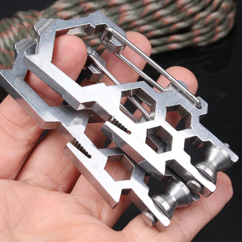 

Outdoor Multi-function Tool Carabiner Paratrooper Pulley Buckle EDC Equipment Military Tactical Quick Hook Screwdriver Opener
