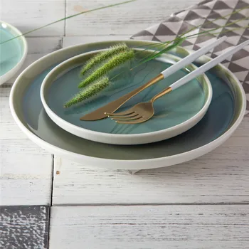 

Ceramic Plate Dinner Plate Set Flat Tray Platos Dish Christmas Assiette Dessert Plate Restaurant Containers Porcelain Ware 1pcs